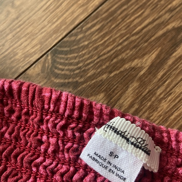 KIMCHI Blue LINEN blend strapless romper small - Picture 5 of 9